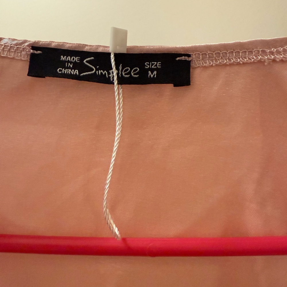 Simplee Pink Satin Dress - Size M - NWOT - Picture 3 of 3
